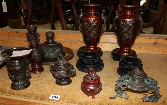 Dragon bowl and various vases